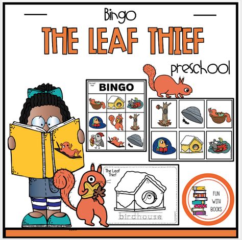 THE LEAF THIEF BINGO By Book Units by Lynn  October 17, 2023 // No commentsTHE LEAF THIEF BINGO The Leaf Thief, Bingo Calls, Early Childhood Classrooms, The Leaf, Bingo Cards, Small Cards, Early Childhood, Bingo, Preschool