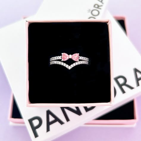 💕bow ring 🎀💍 #pandora #pandoraring #theofficialpandora #pandorajewelry #pandorabracelet #jewelry Pink Bow Ring Pandora, Pandora Bow Ring, Ring Pandora, Coquette Jewelry, Cute Promise Rings, Pandora Collection, Wrist Jewelry, Aesthetic Moodboard, Bow Ring