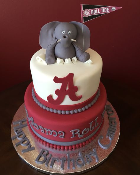 University of Alabama Roll Tide Birthday Cake Alabama Birthday Cakes, Alabama Cake, Alabama Cakes, Trunk Party, Sport Cakes, Grad Ideas, Football Cake, Alabama Roll Tide, Birthday Desserts