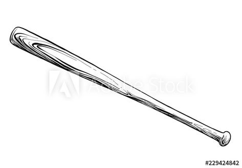 Stock Image: Hand drawn sketch of baseball bat in black isolated on white background. Detailed vintage style drawing, for posters, decoration and print.. Vector illustration Baseball Bat Tattoo, Baseball Bat Drawing, Bat Sketch, Bat Tattoo, Portfolio Examples, Football Ball, Base Ball, Card Deck, Baseball Bat