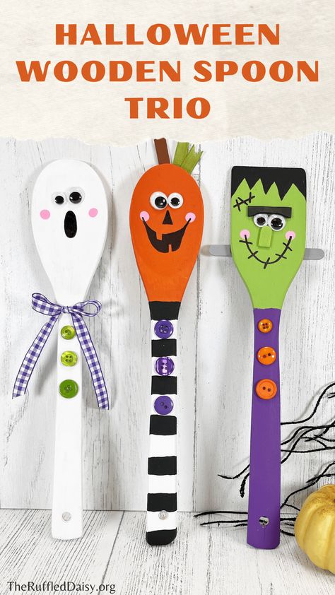 Hanging Basket Crochet Pattern, Unique Pumpkin Decorating, Wooden Spoon Puppets, Spoon Puppets, Hanging Basket Crochet, Wooden Spoon Crafts, Basket Crochet Pattern, Spoon Craft, Painted Spoons