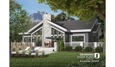 Lakefront House Plans, Plan Chalet, Grand Kitchen, Drummond House Plans, Lake Style, Lake House Plans, Mountain Style, Lakefront Homes, Contemporary Style Homes