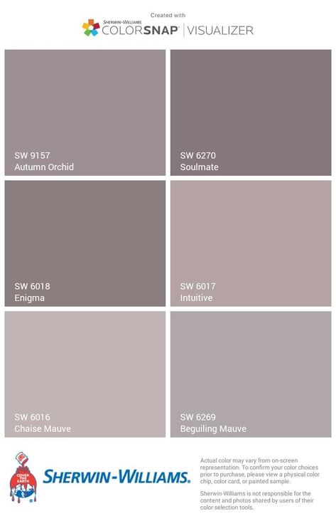 Sherwin Williams Chase Mauve, Grey And Mauve Bathroom, Mauve Gray Paint, Beguiling Mauve Sherwin Williams, Mauve Sherwin Williams Paint, Grey Mauve Paint, Sherwin Williams Mauve Paint Colors, Obi Lilac Sherwin Williams, Sw Mauve Paint