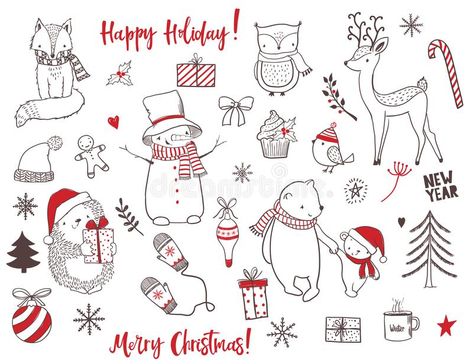 Cute christmas animals and elements set. Vector illustration #AD , #Sponsored, #SPONSORED, #christmas, #Vector, #illustration, #animals Cute Christmas Animals, Hedgehog Ornament, Cartoon Sea Animals, Animals Christmas, Photos Background, Christmas Doodles, Animal Doodles, Kids Vector, Background Wallpapers