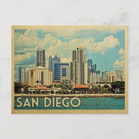 $1.45 | San Diego Postcard Skyline California Vintage #san diego, vintage san diego, san diego california, vintage california, skyline, harbor, vintage travel, retro 1960s, travel ad advertisement, city San Diego Vintage, San Diego Skyline, Vintage Postcards Travel, Travel Ads, Travel Postcard, Virtual Museum, California Design, Vintage California, San Diego California