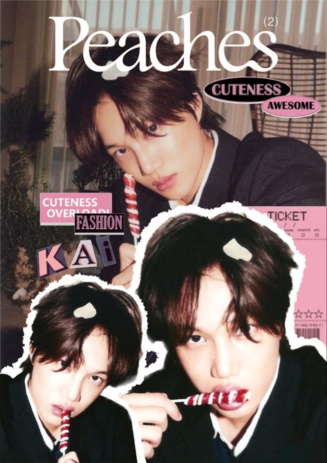 Kai Peaches Wallpaper, Exo Kai Peaches, Jongin Wallpaper, Kai Poster, Peaches Wallpaper, Kai Peaches, Fairytale Photoshoot, Kai Jongin, Exo Wallpaper