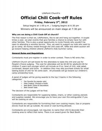 Chili Cook Off Fundraiser Ideas, Chili Cook Off Categories, Chili Cookoff Fundraiser Ideas, Chili Cook Off Fundraiser, Chili Cook Off Rules, Soup Party Ideas, Chilli Cookoff, Campground Activities, Outreach Ideas