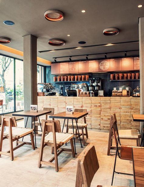 Caffeine cravers take note: here's your definitive guide to stylish coffee shops the world over, from Hong Kong to London to Los Angeles. Rustic Coffee Shop, Bar Restaurant Design, City Cafe, Architecture Restaurant, Café Design, Small Coffee Shop, Bar In Casa, Coffee Shop Interior Design, Design Café