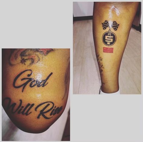 Some Nipsey fan tattoos 🙌🏾 #Dope #nipseytattoo #ripNipsey #NipseyHussle #NipseyArt #NipTatt #ExplorePage #GodWillRise #Prolific #AllMoneyIn Prolific Tattoo, Tats Ideas, Fan Tattoo, Leg Tattoo Men, Leg Sleeve Tattoo, Leg Sleeve, Swag Outfits Men, Leg Tattoo, Leg Sleeves