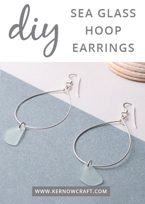 Glass Earrings Diy, Sea Glass Earrings Diy, Sea Glass Jewelry Earrings, Hoop Earrings Diy, Beach Stones Jewelry, Ocean Inspired Jewelry, Crystal Anklet, Wire Jewelry Rings, Sea Glass Bracelet