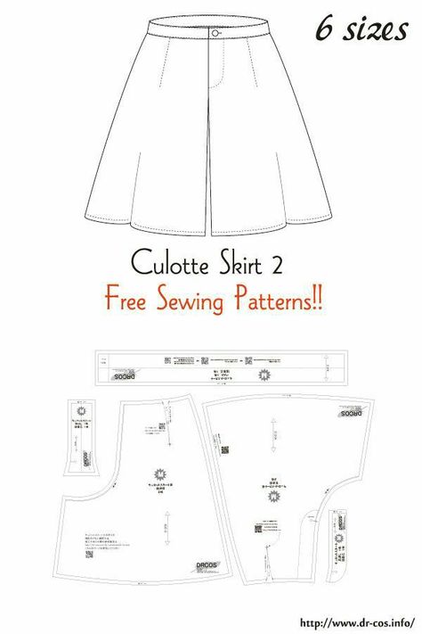 Women Sewing Patterns Free, Cullotes Pattern Free, Ladies Shorts Pattern Free, Short Pattern Free, Shorts Sewing Pattern Free, Culotte Skirt, Skort Sewing Pattern, Skort Pattern, Free Skirt Pattern