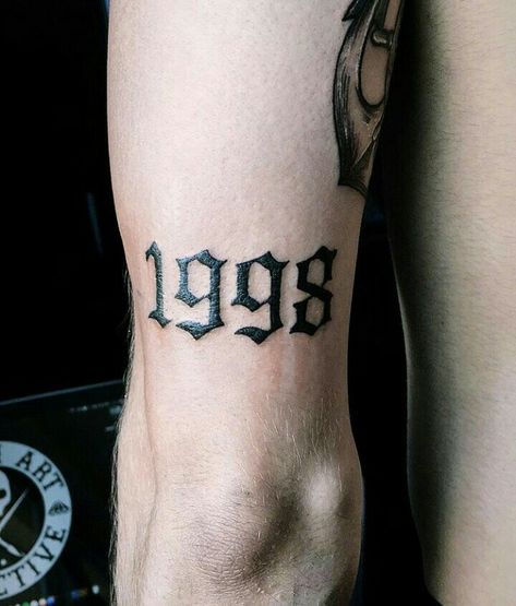 98 Tattoo, 1998 Tattoo, Cool Little Tattoos, Forearm Band Tattoos, Gangsta Tattoos, Saved Tattoo, Number Tattoos, Tattoo Desings, Tattoo Font