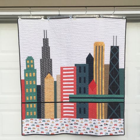 Quilts from the Little House: Baby M's Chicago Skyline Tree Quilt Block, What A Wonderful Life, Walking Foot Quilting, Landscape Quilt, Textile Art Embroidery, Textiles Artwork, Landscape Quilts, Picture Quilts, Diy Outdoor Decor