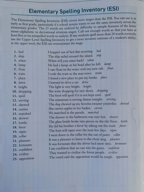 Hi everyone!! Attached is the Elementary Spelling Inventory, or the ESI. This is the more “serious” assessment I will be doing with my reader this week! It truly dives into each students strengths and areas of improvment to be made when it comes down to analyzing their results! I think its great! Best wishes! Words Their Way, Literacy Programs, School System, Best Wishes, Hi Everyone, Assessment, Literacy, Things To Think About, Things To Come