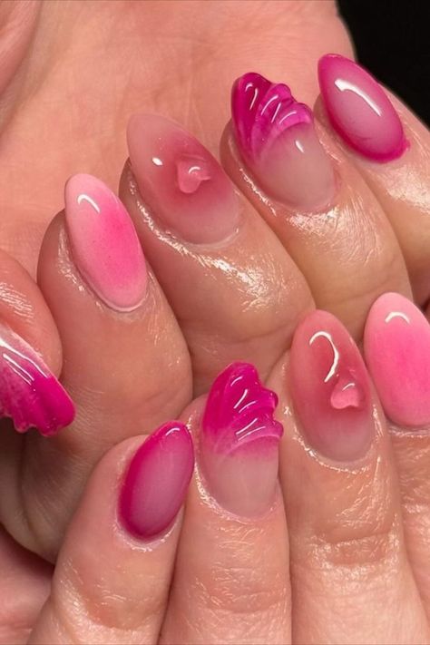 For a short and bold look, try pink aura nails with striking 3D clear designs. The vibrant pink aura by @setsbysuzy (IG) is eye-catching, while the clear 3D accents add a unique, textured touch that makes the design pop! Dive into the magical world of aura nails with these 25 captivating designs that are trending right now. From holographic to elegant, find the perfect nail art ideas at Nailustrous to express your style. Aura Nail Designs, Pink Aura Nails, Aura Nail, Beautiful Aura, 3d Nail Designs, Aura Nails, Pretty Nail Art Designs, Pink Aura, Nail Design Ideas