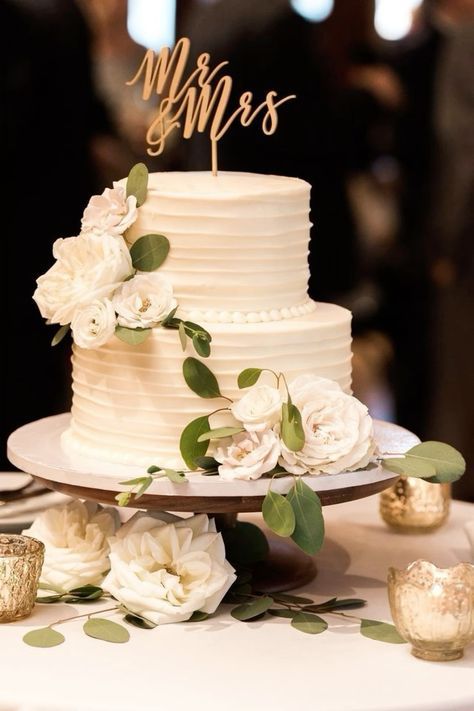 2 Their Wedding Cake, Sweetheart Cake Wedding, Two Tier Wedding Cake Elegant, Wedding Cake With Peonies, Cake With Peonies, Simple White Wedding Cake, Wedding Cake Simple Elegant, Simple White Wedding, 2 Tier Wedding Cakes