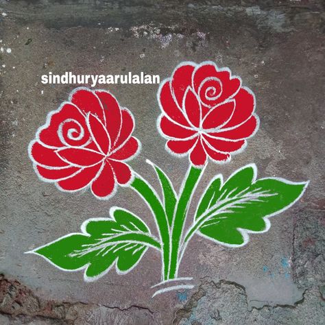 Rose Rangoli Designs, Blouse Aari Work Design, Rose Rangoli, 3d Kolam, Rangoli Big, Border Kolam, Blouse Aari Work, Colour Kolam, 3d Rangoli