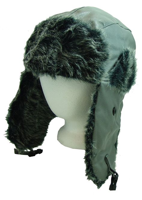 Faux-Leather and Polyester Fur Trapper Hat - Gray - CK110ZCSY49 - Hats & Caps, Women's Hats & Caps, Bomber Hats  #womenscaps #womenhats #womenfashion #outfits #Bomber Hats