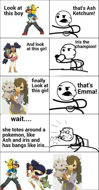 Pokemon x y, proves that Negaishipping is real! X And Y Pokemon, Pokemon Iris, Pokémon X And Y, Pokemon Waifu, Rage Comics, Ash Ketchum, Ash, Pokemon, Comics