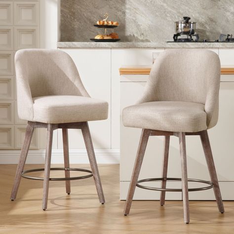 Neutral Counter Stools, Kitchen Bar Stools With Backs, Townhouse Decor, Upholstered Counter Stools, Chairs For Kitchen Island, Bar Stools Counter Height, Evergreen House, Bar Stool Upholstered, Island Chairs