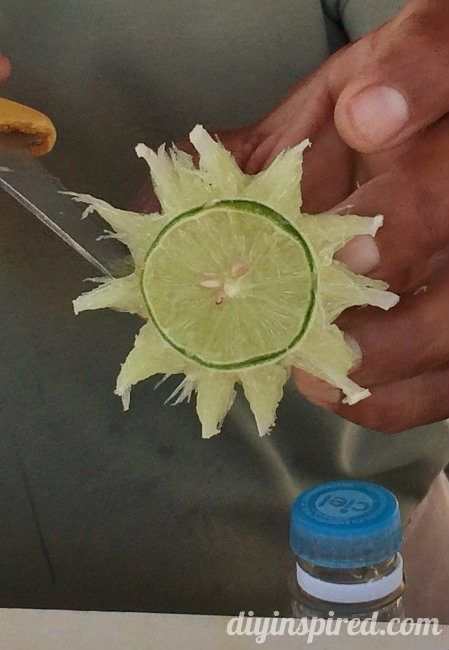 How to Make a Sun Shaped Lime Garnish Cucumber Garnish, Lime Garnish, Garnish Ideas, Cucumber Margarita, Fruit Garnish, Enchanted Party, Drink Garnishing, Unique Drink, Lemon Drink