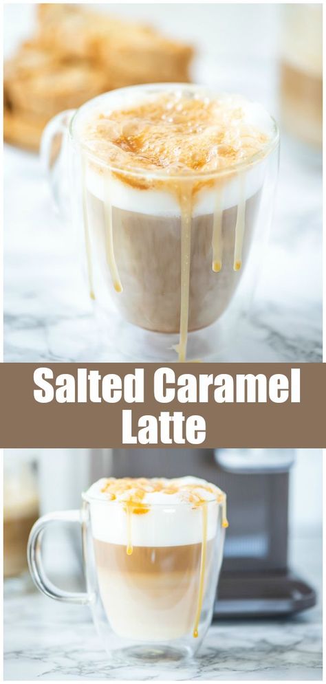 Caramel Smoothies, Salted Caramel Latte Recipe, Expresso Recipes, Easy Delicious Desserts, Caramel Latte Recipe, Salted Caramel Latte, Easy Salted Caramel, Coffee Recipes Hot, Nespresso Recipes