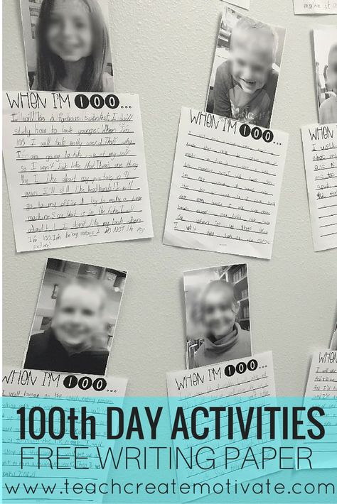 100th Day Activities, 100th Day Of School Crafts, Free Writing Paper, 2nd Grade Writing, 1st Grade Writing, Ela Activities, Instructional Coaching, Free Teaching Resources, 100th Day Of School