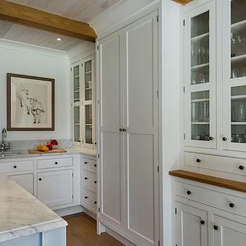 Pantry Cabinets, Country, kitchen, Crisp Architects Rustic Wood Floors, Grey Kitchen Island, Large Open Kitchens, Kitchen New York, Country Kitchen Designs, Farmhouse Kitchen Design, Cottage Kitchens, Cabinet Style, White Marble Countertops