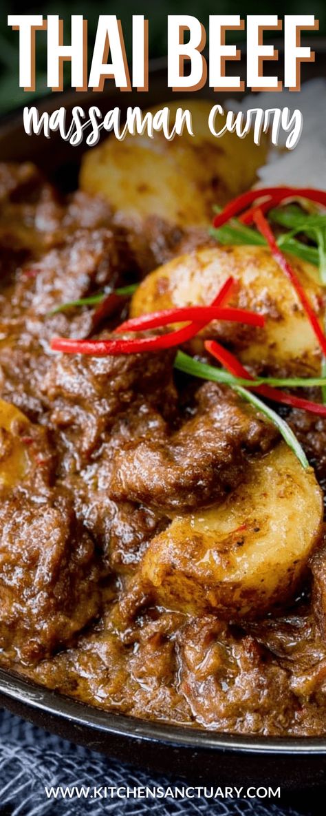 Thai Beef Curry Recipe, Beef Curry With Coconut Milk, Beef And Potato Curry, Burmese Beef Curry Recipe, Beef Massaman Curry Slow Cooker, Massaman Beef Curry, Thai Main Course, Thai Beef Recipes, Beef Curry Indian