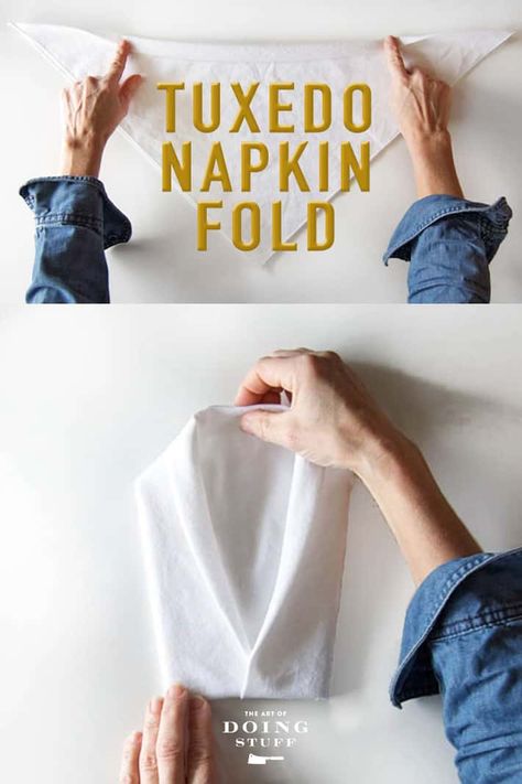 Beans Toast, Towel Folds, Bow Tie Napkins, New Years Dinner Party, Diy Napkin Folding, Napkin Folding Tutorial, Fancy Napkin Folding, Christmas Napkin Folding, Easy Napkin Folding