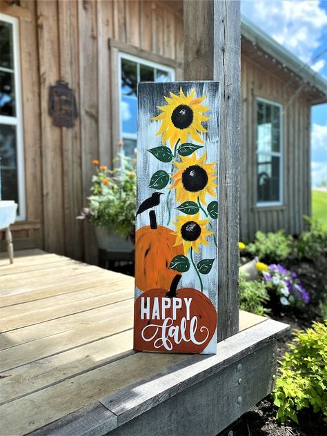 Pumpkin Porch, Porch Boards, Porch Leaners, Fall Pumpkin Sign, Spar Urethane, Wood Porch, Fall Wood Crafts, Art Pole, Fall Wood Signs