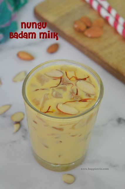 Badam Milk Recipe, Ice Apple, Badam Milk, Palm Fruit, Milk Recipes, Food Decoration, Almond Milk, Food Print, Hot Summer