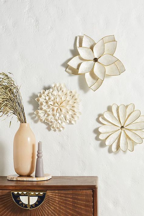 Capiz Wall Flower | Anthropologie Zimmer Diy, Mirror Wall Art, New Wall, Hanging Baskets, Wall Decor Bedroom, Flower Wall, Bedroom Wall, Paper Flowers, Color Coding