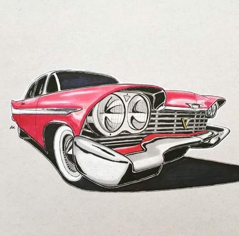 Classic Car Drawing, Carros Vintage, Car Dream, Shading Drawing, Alfa Romeo Stelvio, Plymouth Fury, Car Drawing, Cool Car Drawings, Car Organization