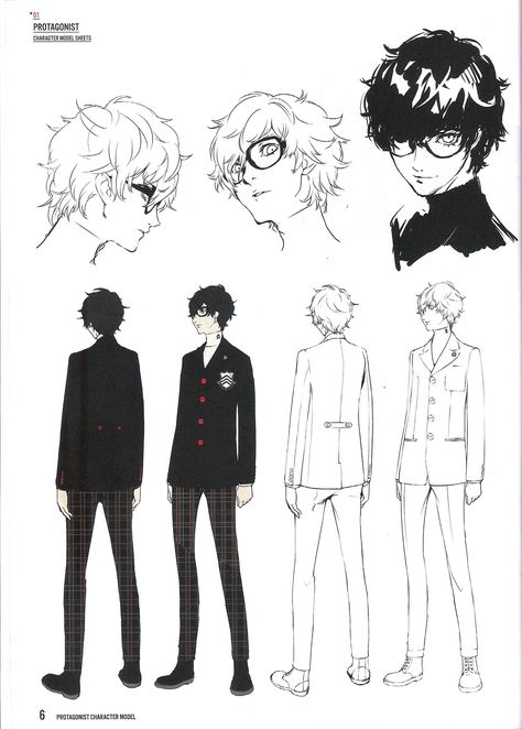 Persona 5 protagonist model sheet. I have the full art book and it's beautiful Characters Model Sheet, Persona 5 Tumblr, Character Design Sheet, Character Reference Sheet, Persona 5 Anime, Ren Amamiya, Design Sheet, Persona 5 Joker, Shin Megami Tensei Persona