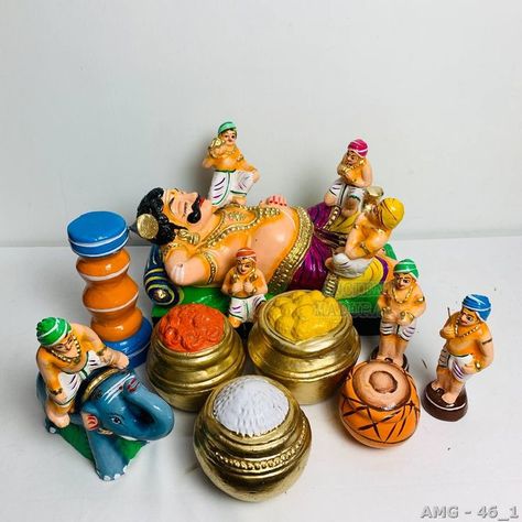 Handcrafted Golu Dolls – Kumbakarnan Set Golu Dolls, Handcrafted Dolls, Madurai, Clay Dolls, Nurseries, Nespresso Cups, Coffee Tables, Dolls, Coffee