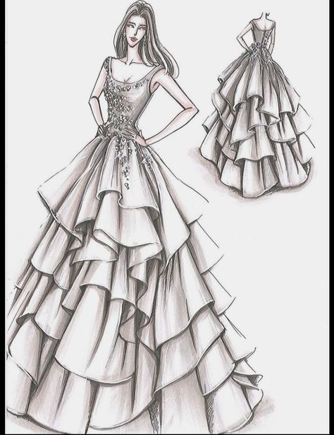 Fashion Drawing Sketches, Dress Illustration, Dress Design Drawing, Fashion Illustration Sketches Dresses, Gaun Fashion, Fashion Design Sketchbook, Fashion Sketches Dresses, Fashion Drawing Dresses, Sketches Dresses