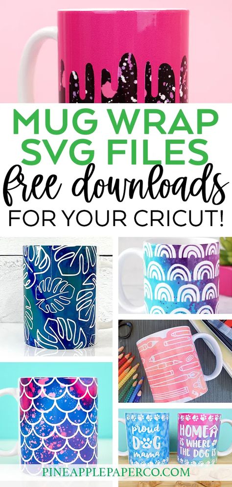 FREE Tropical Mug Wrap SVG File with Monstera Leaves PLUS 12 MORE FREE Mug Wrap SVG Files! Easy to Use with Cricut Design Space and Mug Press! #cricutmugpress #diymug #mugwrap #cricut #totallyfreesvgs Cricut Mug Designs Free, Cricut Mug Design Ideas, Cricut Mug Templates Free, Mug Ideas Cricut, Svg Mug Designs Free, Mug Wrap Svg Free, Free Mug Wraps Svg, Cricut Mug Designs, Mug Template Free Printable