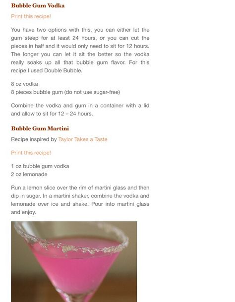 Drink Board, Bubble Gum Flavor, Martini Recipe, Shot Recipes, Martini Recipes, Guy Stuff, Alcohol Drink Recipes, Drink Recipes, Bubble Gum