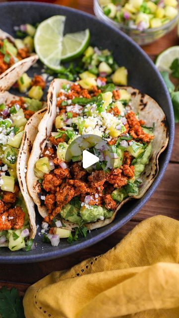 Caitlin | Easy & Healthy Meals on Instagram: "GROUND PORK AL PASTOR-STYLE TACOS!🔥
.
Featuring spicy chipotle seasoned ground pork, fresh pineapple salsa, mashed avocado + cotija cheese all tucked inside warm corn tortillas! They’re simple, easy & LOADED WITH FLAVOR!🤗
(This was one of our favorite taco recipes from this year!🥰)
.
Comment “RECIPE” below⬇️ & I’ll send the recipe directly to your inbox! OR click the link in my bio⬆️ & search “Al Pastor Tacos” in the search bar.
.
What you’ll need for the tacos:
Ground pork (Ground chicken or turkey can be used instead)
Chipotle in adobo sauce
Garlic
White vinegar
Lime juice
Chili powder
Garlic powder
Dried oregano
Cumin
Salt
Corn tortillas
Avocado
Cotija cheese
Shredded lettuce (optional)
.
What you’ll need for the salsa:
Pineapple
Red onio Ground Pork Al Pastor, Korean Ground Pork Tacos, Asian Ground Pork Tacos, Smoked Pork Tacos With Slaw, Smoked Pork Tacos Mexican, Ground Pork Tacos, Chipotle In Adobo Sauce, Cotija Cheese, Pineapple Salsa