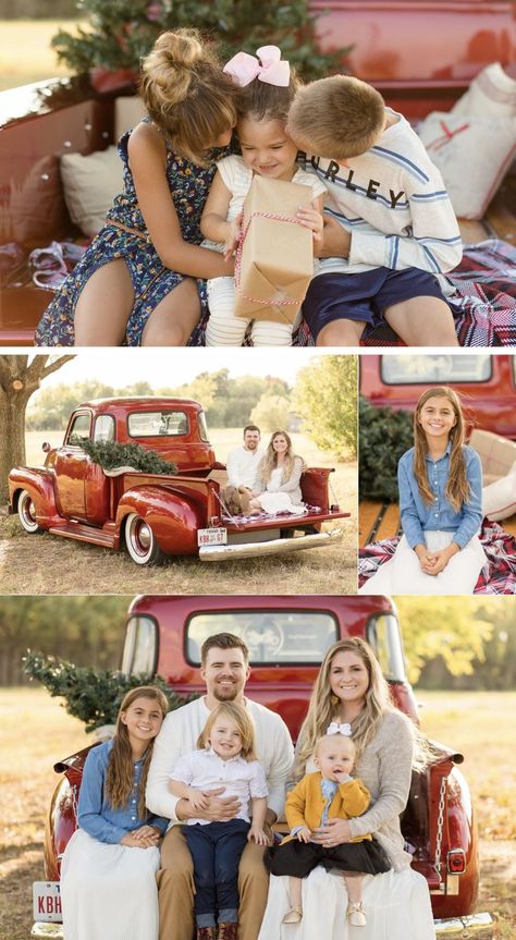 Red Truck Christmas Minis by rebeccaricephoto.com Christmas Truck Photoshoot, Red Truck Christmas, Family Christmas Pictures, Christmas Photoshoot, Christmas Truck, Christmas Minis, Red Truck, 4 Kids, Old Trucks