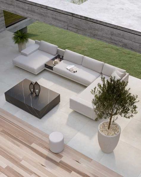 Outdoor Seating | Rove Concepts Contemporary Outdoor Living, Outdoor Sitting, Spanish Modern, Profile Frame, Rove Concepts, Luxury Outdoor Furniture, Outdoor Loveseat, Inground Pool, Outdoor Daybed