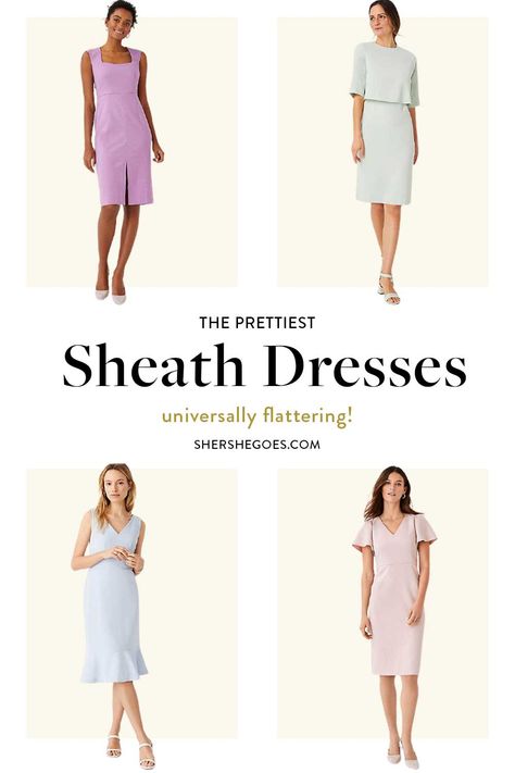 sheath dresses are universally flattering and easy to wear to any occasion. they're great for work, formal enough for weddings and easy to wear to any party! here are the best sheath dresses for women in every style and price point. #sheathdress #sheathdresses #dresses #officefashion #officelooks #womensfashion Sheath Dress Work, Sheath Dress Pattern, Sheath Dresses Work, Shift Dresses Work, Casual Shoes Women Flats, Sheath Dresses Pattern, Dresses By Pattern, Sheath Dresses, Work Formal