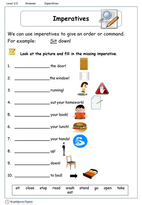 Imperatives Worksheet – English Treasure Trove Abbreviations Worksheet, Capital Letters Worksheet, Plural Nouns Worksheet, Verb To Have, Imperative Sentences, Preposition Worksheets, Punctuation Worksheets, Adjective Worksheet, Grammar For Kids