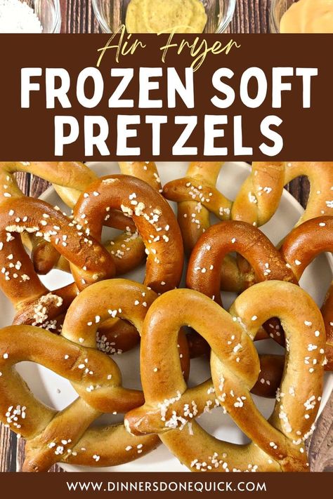 Pretzels In Air Fryer, Air Fryer Pretzels, Game Night At Home, Frozen Pretzels, Aldi Recipes, Homemade Soft Pretzels, Dipping Sauces, Quick Dinners, Night At Home