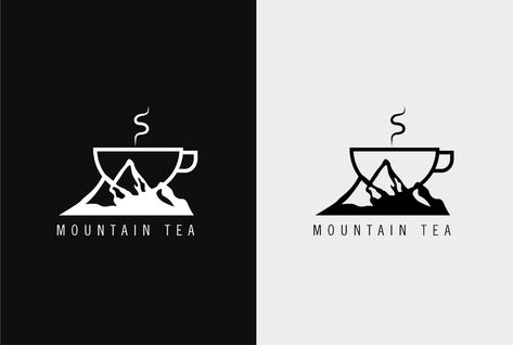 Mountain Tea | Logo Design on Behance Mountain Coffee Logo, Teahouse Logo, Mountain Coffee Shop, Tea Logo Design, Mountain Minimalist, Tea Logo, Soda Shop, Logo Coffee, Mountain Logo