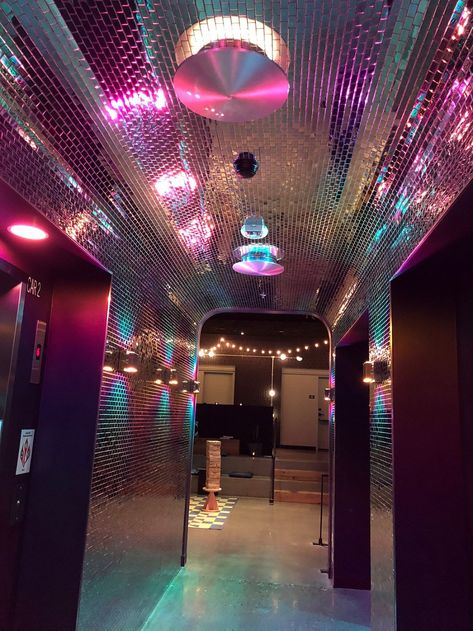 Disco Basement, Teen Basement, Disco Room, Portland Hotels, Dream Bars, Disco Glam, Nightclub Design, Neon Noir, Downtown Portland