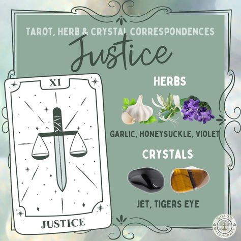 Justice Willow Witchcraft Herbs For Justice Spells, Tarot Justice, Tarot Spells, Tarot 101, Divine Justice, Witch Board, Tarot Cards For Beginners, Wiccan Magic, Grimoire Book