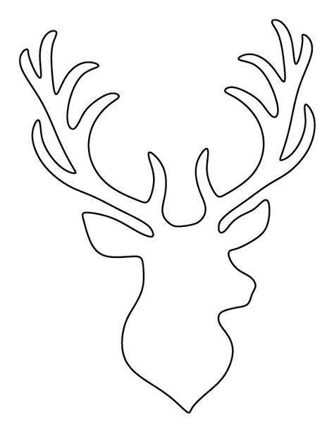 Stag head pattern. Use the printable outline for crafts, creating stencils, scrapbooking, and more. Free PDF template to download and print at http://patternuniverse.com/download/stag-head-pattern/ Julkransar Diy, Ren Geyiği, Hirsch Silhouette, Art Templates, Siluete Umane, String Art Patterns, Stag Head, Christmas Stencils, Trendy Sewing