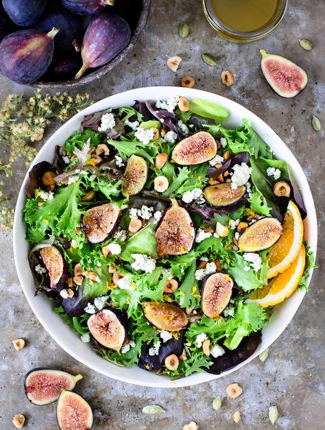 Hazelnut Salad, Ramadan Food, Roasted Figs, Fig Salad, Fall Salad, Autumn Salad, Dried Figs, Fresh Figs, Recipe Board